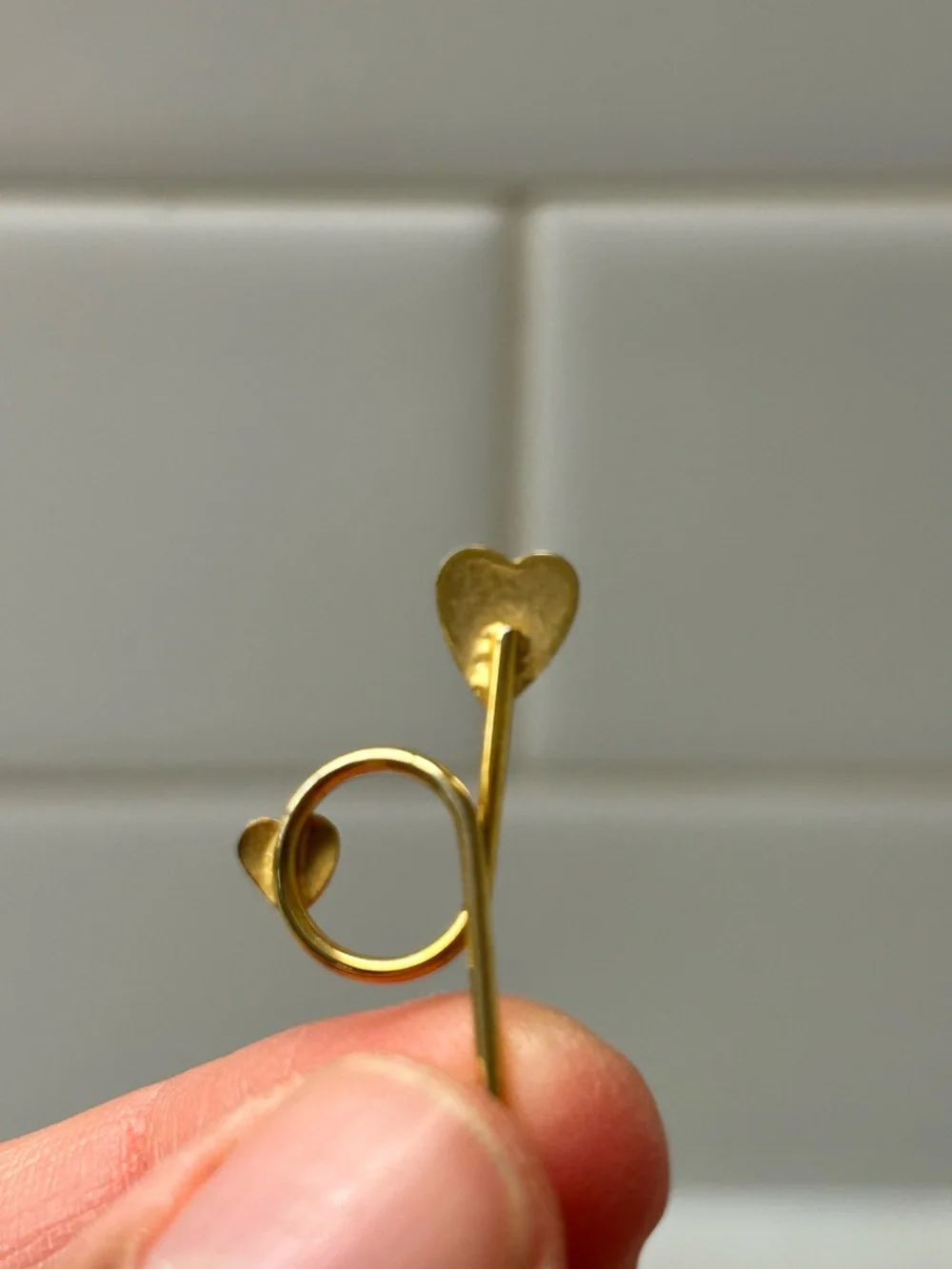 Gold Heart Stick Pin Brooch